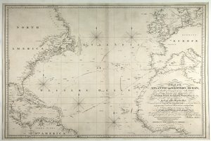 Et kart over Atlanterhavet eller Vesthavet, som viser sporet til Nelsons flåte, 12. mai-15. august 1805, 1807